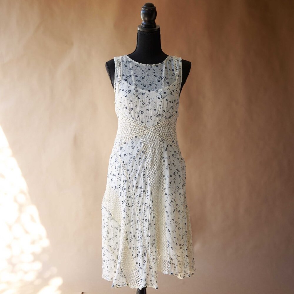 Anthropologie Lattice Floral Slip Dress